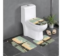 YYHWHJDE 3-Piece Anti Slip Floor Mat Set Paris Vintage Postcard Prints Bathroom Rugs for Ultimate Comfort, Master Bathrooms