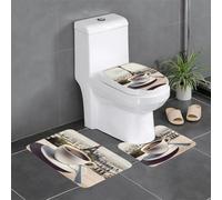 YYHWHJDE 3-Piece Anti Slip Floor Mat Set Parisian Coffee Eiffel Tower Prints Bathroom Rugs for Ultimate Comfort, Master Bathrooms