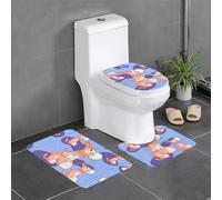 YYHWHJDE 3-Piece Anti Slip Floor Mat Set rabbit holding the ball Prints Bathroom Rugs for Ultimate Comfort, Master Bathrooms