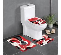 YYHWHJDE 3-Piece Anti Slip Floor Mat Set red black white abstract Prints Bathroom Rugs for Ultimate Comfort, Master Bathrooms