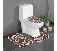 YYHWHJDE 3-Piece Anti Slip Floor Mat Set red brown cowhide Prints Bathroom Rugs for Ultimate Comfort, Master Bathrooms