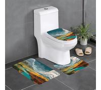 YYHWHJDE 3-Piece Anti Slip Floor Mat Set Scenery along the way Pattern Bathroom Rugs for Ultimate Comfort, Master Bathrooms