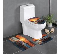 YYHWHJDE 3-Piece Anti Slip Floor Mat Set sea turtle sunset Prints Bathroom Rugs for Ultimate Comfort, Master Bathrooms