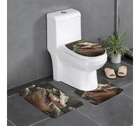 YYHWHJDE 3-Piece Anti Slip Floor Mat Set Sharp crocodile teeth Prints Bathroom Rugs for Ultimate Comfort, Master Bathrooms