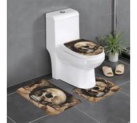 YYHWHJDE 3-Piece Anti Slip Floor Mat Set Skull in the pit Prints Bathroom Rugs for Ultimate Comfort, Master Bathrooms
