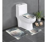YYHWHJDE 3-Piece Anti Slip Floor Mat Set Smiling Snowball Prints Bathroom Rugs for Ultimate Comfort, Master Bathrooms