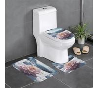 YYHWHJDE 3-Piece Anti Slip Floor Mat Set Snow lotus on the snow mountain Prints Bathroom Rugs for Ultimate Comfort, Master Bathrooms