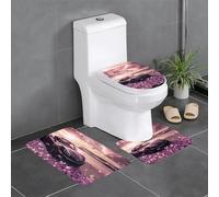 YYHWHJDE 3-Piece Anti Slip Floor Mat Set Sports car by the sea Prints Bathroom Rugs for Ultimate Comfort, Master Bathrooms