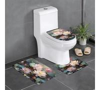 YYHWHJDE 3-Piece Anti Slip Floor Mat Set Summer lotus Prints Bathroom Rugs for Ultimate Comfort, Master Bathrooms