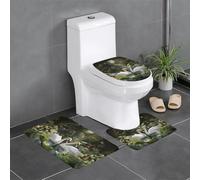 YYHWHJDE 3-Piece Anti Slip Floor Mat Set Swans in the garden Prints Bathroom Rugs for Ultimate Comfort, Master Bathrooms