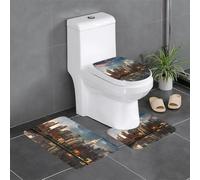 YYHWHJDE 3-Piece Anti Slip Floor Mat Set The New York City skyline Pattern Bathroom Rugs for Ultimate Comfort, Master Bathrooms