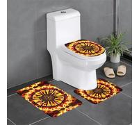 YYHWHJDE 3-Piece Anti Slip Floor Mat Set Turning the flame Prints Bathroom Rugs for Ultimate Comfort, Master Bathrooms