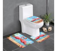 YYHWHJDE 3-Piece Anti Slip Floor Mat Set Two flamingos Prints Bathroom Rugs for Ultimate Comfort, Master Bathrooms