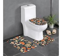 YYHWHJDE 3-Piece Anti Slip Floor Mat Set Vintage Edible Mushrooms Prints Bathroom Rugs for Ultimate Comfort, Master Bathrooms