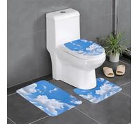 YYHWHJDE 3-Piece Anti Slip Floor Mat Set White Clouds In The Sky Prints Bathroom Rugs for Ultimate Comfort, Master Bathrooms