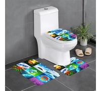 YYHWHJDE 3-Piece Bathroom Rugs Set 24x16in Four Elements Pattern Anti-Slip Floor Mats with Contour, Oval & Rectangular Shapes for Home, Kitchen & Restrooms