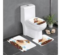 YYHWHJDE 3-Piece Bathroom Rugs Set 24x16in Little sparrow in the flowerbed Pattern Anti-Slip Floor Mats with Contour, Oval & Rectangular Shapes for Home, Kitchen & Restrooms