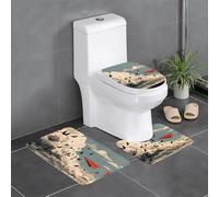 YYHWHJDE 3-Piece Bathroom Rugs Set 24x16in Paper Airplanes and Birds Pattern Anti-Slip Floor Mats with Contour, Oval & Rectangular Shapes for Home, Kitchen & Restrooms