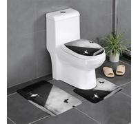 YYHWHJDE 3-Piece Bathroom Rugs Set 24x16in Puppy and butterfly shadow Pattern Anti-Slip Floor Mats with Contour, Oval & Rectangular Shapes for Home, Kitchen & Restrooms