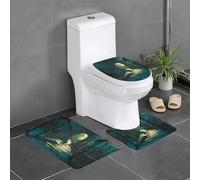 YYHWHJDE 3-Piece Bathroom Rugs Set 24x16in Puppy on the bridge Pattern Anti-Slip Floor Mats with Contour, Oval & Rectangular Shapes for Home, Kitchen & Restrooms