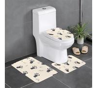 YYHWHJDE 3-Piece Bathroom Rugs Set 24x16in The beauty of small footprints Pattern Anti-Slip Floor Mats with Contour, Oval & Rectangular Shapes for Home, Kitchen & Restrooms