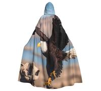 YYHWHJDE 3D Bald Eagle Prints Adult Hooded Cloak is a super large, comfortable, and durable Halloween hooded poncho