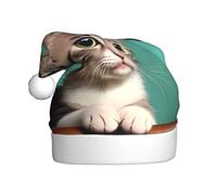 YYHWHJDE A curious cat Prints Christmas Hat for Adult quality festive accessory crafted soft, lightweight