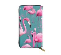YYHWHJDE A flock of flamingos Picture Leather long clutch wallet Designed for fashion girls and women stylish and personalized 7.48 x 4.13 in, Black, One Size