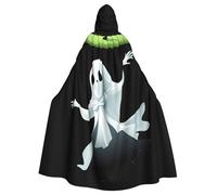 YYHWHJDE A ghost wearing a bow is dancing Picture Halloween Adult Hooded Cloak for Role-Playing, Costumes, and Theme Parties