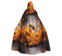 YYHWHJDE A Honey Bee Collecting Nectar Pattern Halloween Adult Hooded Cape Cloak - Super Large Hooded Cloak No Zipper