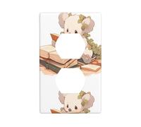YYHWHJDE A Koala Baby Reading Book Picture Double Socket Wall Panel Decorative is Durable and Suitable for Socket Light Switch Accessories 4.5x2.76in