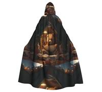 YYHWHJDE A little bear learning knowledge Prints Halloween Adult Hooded Cloak for Parties and Costumes