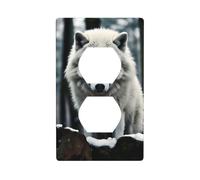 YYHWHJDE A Lone Wolf Pattern Double Socket Wall Panel Decorative for Residential and Commercial Areas 4.5x2.76in