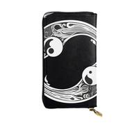 YYHWHJDE A yin and yang symbol Printed Leather long clutch wallet Designed for fashion girls and women stylish and personalized 7.48 x 4.13 in, Black, One Size