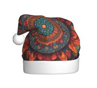 YYHWHJDE Abstract Mushroom Colorful Mandala Prints Christmas Hat for Adult Making It a Fun and Durable Gift for Men and Women