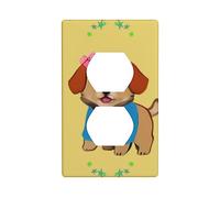 YYHWHJDE Adorable Cartoon Dog Pattern Double Socket Wall Panel Decorative is Durable and Suitable for Socket Light Switch Accessories 4.5x2.76in