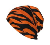YYHWHJDE Adult Fashion Knitted Hat - Casual Beanie for Daily, Outdoor Activities, and Travel Tiger Stripes Orange Printing