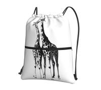 YYHWHJDE African Giraffe Prints Drawstring Zipper Backpack - Lightweight Foldable Gym Bag for Travel Workout Yoga