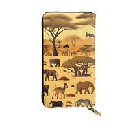 YYHWHJDE African Grassland Animals Printing Quality Leather Long Clutch Wallet Designed for Fashion Girls and Women Stylish 7.48 x 4.13 in