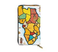 YYHWHJDE African Map Ethnic Pattern Printing Quality Leather Long Clutch Wallet Designed for Fashion Girls and Women Stylish 7.48 x 4.13 in