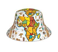 YYHWHJDE African Map Ethnic Pattern Prints Reflective Bucket Hat Foldable Reversible for Travel, Camping, and Outdoor Activities Black, Black, One Size