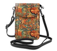 YYHWHJDE African Map Ethnic Pattern Prints Small Leather Women'S Crossbody Flip Phone Bag, Waterproof And Durable