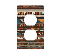 YYHWHJDE African Tribal Ethnic Texture Picture Double Socket Wall Panel Decorative is Durable and Suitable for Socket Light Switch Accessories 4.5x2.76in
