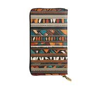 YYHWHJDE African Tribal Ethnic Texture Printing Quality Leather Long Clutch Wallet Designed for Fashion Girls and Women Stylish 7.48 x 4.13 in