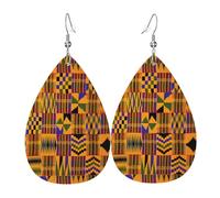 YYHWHJDE African Tribal Ethnic Texture Prints Drip Leather Earrings - Chic Faux Leather Drops for Holiday & Everyday Glam