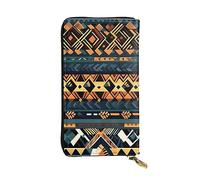 YYHWHJDE African Tribal Ethnic Texture Prints Quality Leather Long Clutch Wallet Designed for Fashion Girls and Women Stylish 7.48 x 4.13 in