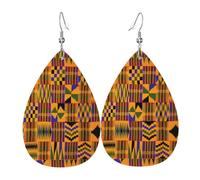 YYHWHJDE African Tribal Ethnic Texture Prints Teardrop Leather Earrings - Lightweight Dangle Earrings for Women, Vivid Faux Leather Drops with Silver Plated Hooks, Chic Jewelry for Parties & Gifts
