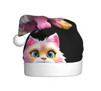 YYHWHJDE Agile pink cat Pattern Christmas Hat for Adult quality festive accessory crafted soft, lightweight