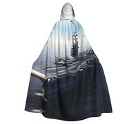 YYHWHJDE Aircraft Carrier Printing Halloween Adult Hooded Cloak for Parties and Costume Events
