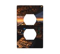 YYHWHJDE Airplane Cockpit Picture Double Socket Wall Panel Decorative is Durable and Suitable for Socket Light Switch Accessories 4.5x2.76in